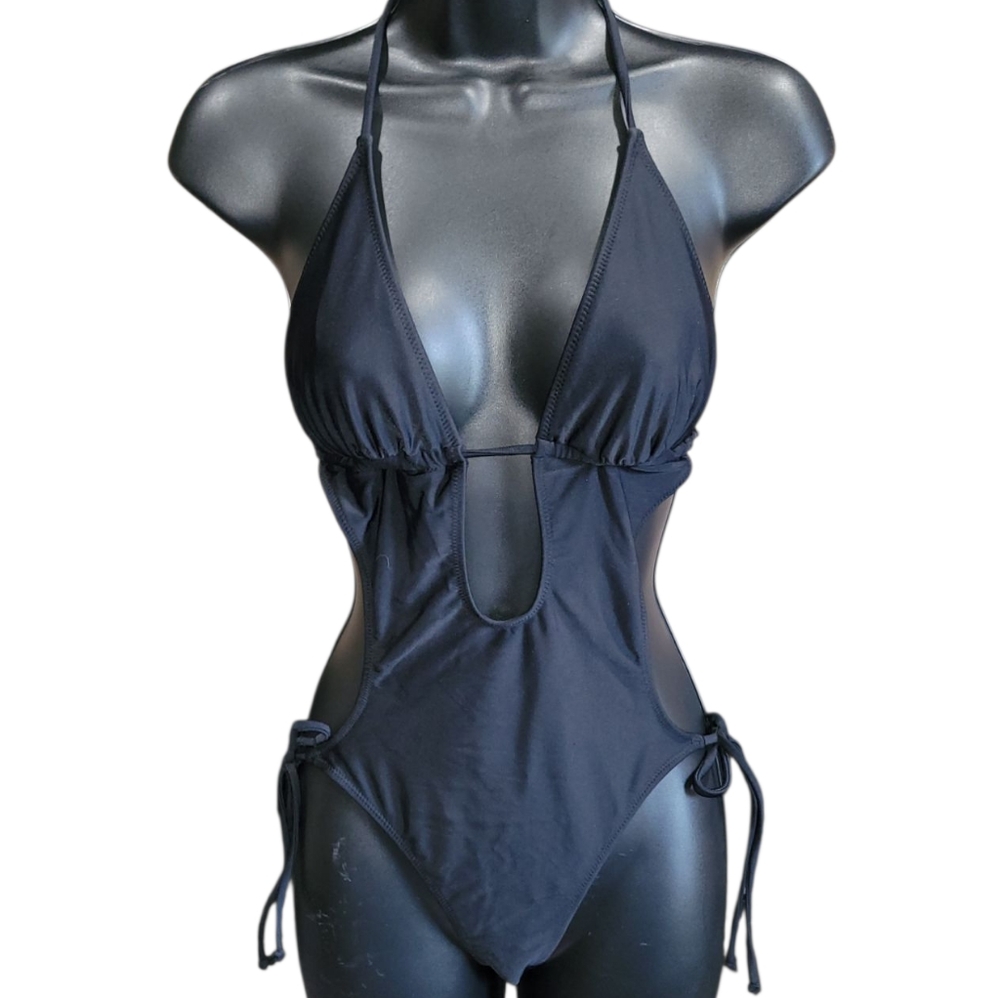 Unbranded black cut-out string tie one piece Size S